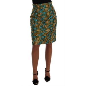 Dolce & Gabbana, Rokken, Dames, Groen, M, Polyester, Elegant Jacquard Kokerrok