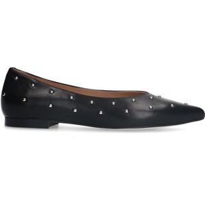 Manfield, Schoenen, Dames, Zwart, 36 EU, Zwarte leren ballerina's met studs