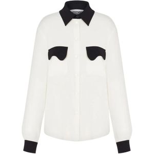Moschino, Blouses & Shirts, Dames, Wit, M, Wit Overhemd met Contrasterende Details