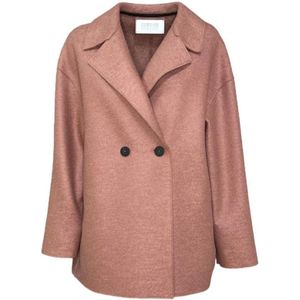 Harris Wharf London, Mantels, Dames, Roze, S, Wol, Wollen jas recht model Italië gemaakt