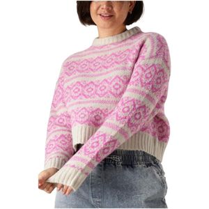 Lollys Laundry, Truien, Dames, Veelkleurig, L, Lichtgrijze trui met roze print