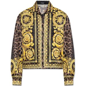 Versace, Jassen, Heren, Veelkleurig, M, Leer, Gestreepte jas