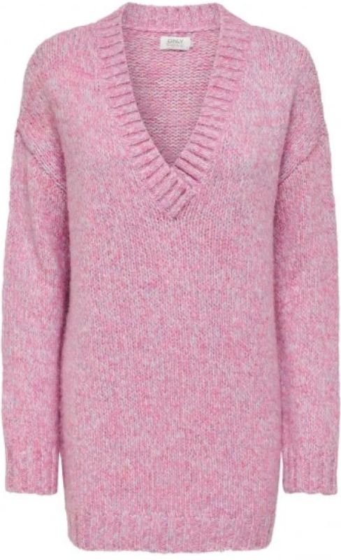 Only, Truien, Dames, Roze, L, V-Hals Losse Gebreide Trui