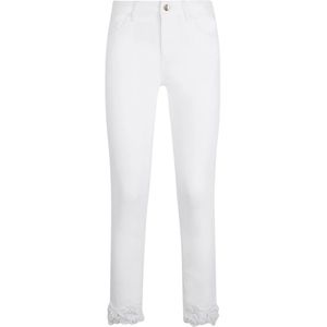 Liu Jo, Broeken, Dames, Wit, W27, Katoen, Witte Capri Broek met Gehaakt Detail