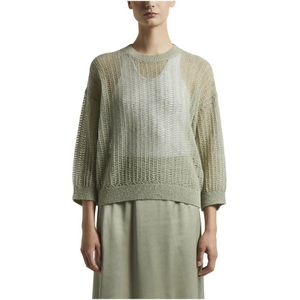 Peserico, Truien, Dames, Groen, S, Wol, Lichtgewicht Lurex alpaca tricot trui