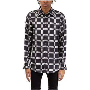John Richmond, Overhemden, Heren, Zwart, M, Katoen, Logo Long Sleeve Shirt