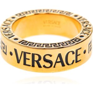 Versace, Accessoires, Heren, Geel, 64 MM, Ring met gegraveerd logo
