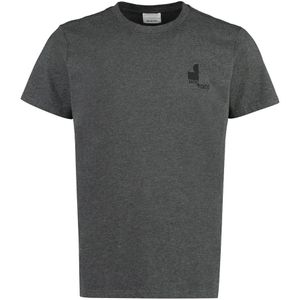 Isabel Marant, Tops, Heren, Grijs, L, Katoen, Logo Katoenen T-Shirt met Contrasterende Print