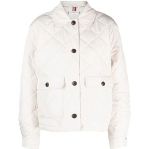 Tommy Hilfiger, Jassen, Dames, Beige, M, Polyester, Gewatteerde Quilt Jas