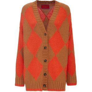 La DoubleJ, Truien, Dames, Veelkleurig, L, Polyester, Argyle Cardigan - Stijlvol en Comfortabel