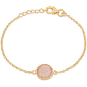 Frk. Lisberg, Accessoires, Dames, Geel, ONE Size, Peach Moonstone Gouden Armband