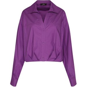 Twinset, Blouses & Shirts, Dames, Paars, L, Katoen, Paarse Cropped Shirt met Lange Mouwen