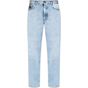 Versace, Jeans, Heren, Blauw, W32, Katoen, Jeans met logo