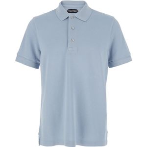 Tom Ford, Tops, Heren, Blauw, M, Katoen, Sky Blue Pique Polo