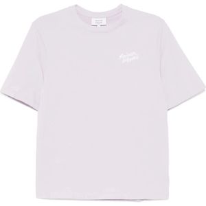 Maison Kitsuné, Tops, Dames, Paars, M, Paarse Crew Neck T-shirt