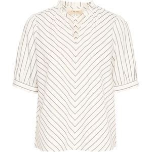 Cream, Blouses & Shirts, Dames, Beige, S, Katoen, Gestreepte blouse met korte mouwen