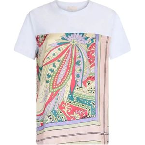 Liu Jo, Tops, Dames, Veelkleurig, XS, Katoen, Katoenen jersey T-shirt met bedrukte satijnen detail