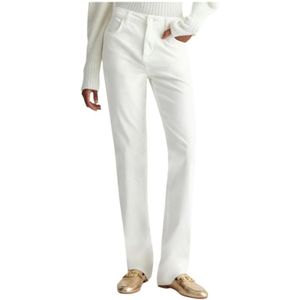 Liu Jo, Broeken, Dames, Wit, W32, Katoen, Corduroy High-Waisted Broek met Strass
