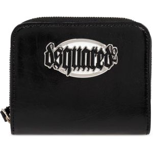 Dsquared2, Accessoires, Dames, Zwart, ONE Size, Leer, Portemonnee met Logo