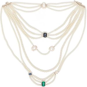 Vivetta, Accessoires, Dames, Beige, ONE Size, Kristal Kralenketting Ketting