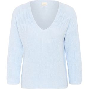 Part Two, Truien, Dames, Blauw, L, Katoen, V-hals Gebreide Trui