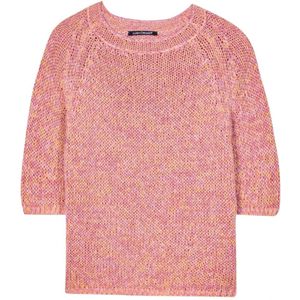Luisa Cerano, Truien, Dames, Roze, XL, Katoen, Kleurrijke Tape Garen Gebreide Trui