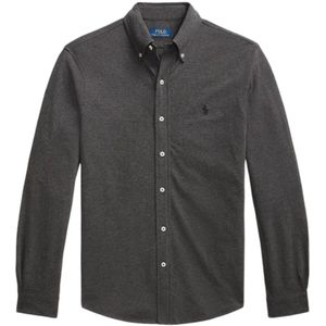 Ralph Lauren, Overhemden, Heren, Grijs, 2Xl, Katoen, Featherweight Mesh Shirt