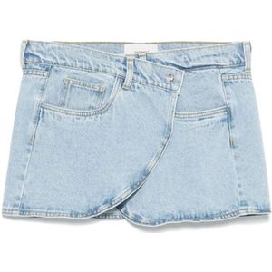 Coperni, Rokken, Dames, Blauw, XS, Denim, Lichtblauwe Rok met Drukknoopsluiting aan de Voorkant