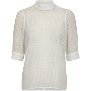Co'Couture, Blouses & Shirts, Dames, Wit, XL, Organza, Organza Blouse met Pofmouwen