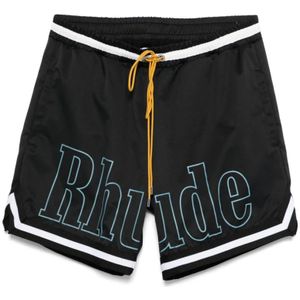 Rhude, Badkleding, Heren, Zwart, S, Zwarte strandkleding met trekkoord tailleband