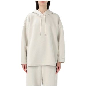 Max Mara, Sweatshirts & Hoodies, Dames, Beige, L, Elegante Beige Gebreide Hoodie