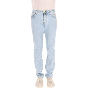 Jacob Cohën, Jeans, Heren, Blauw, W38, Leer, Denim Bard Fit Jeans Label Leer