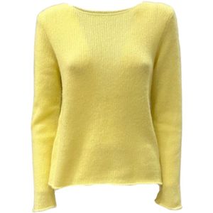 LU Ren, Truien, Dames, Geel, M, Kasjmier, Kasjmier Zijde Trui Ronde Hals