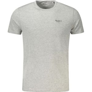 Pepe Jeans, Tops, Heren, Grijs, S, Katoen, Modern Logo Print Katoenen T-shirt