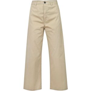 Department Five, Broeken, Dames, Beige, W28, Katoen, Culotte gabardine broek met knoopsluiting