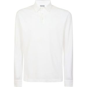 Zanone, Tops, Heren, Wit, L, Katoen, Katoenen Polo Shirt Navy Stijl