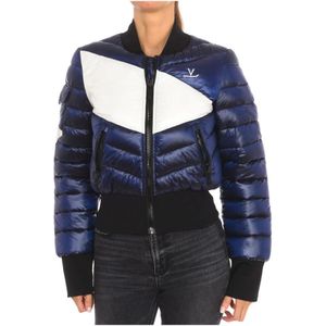 Vuarnet, Jassen, Dames, Blauw, L, Gewatteerde jas met ronde hals rits