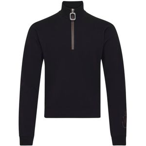 JW Anderson, Sweatshirts & Hoodies, Heren, Zwart, XL, Katoen, Half Zip Pullover Sweatshirt
