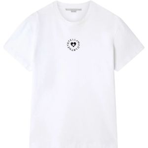 Stella McCartney, Tops, Dames, Wit, XS, Katoen, T-shirt met logo-print en ronde hals