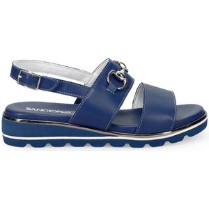 Sangiorgio, Schoenen, Dames, Blauw, 37 EU, Leer, Blauwe Leren Sandalen