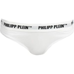 Philipp Plein, Ondergoed, Dames, Wit, XL, String Bikini Pak met Logoband