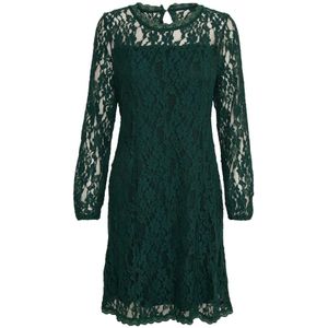 Cream, Kleedjes, Dames, Groen, XL, Kanten jurk met pofmouwen