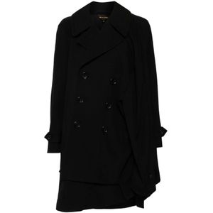 Comme des Garçons, Mantels, Dames, Zwart, S, Wol, Double-Breasted Wollen Jas