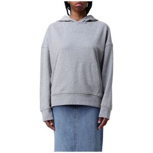 Pinko, Sweatshirts & Hoodies, Dames, Grijs, XS, Katoen, Grijze Oversized Hoodie