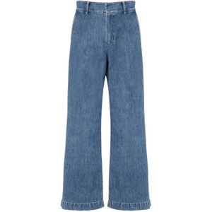Max Mara, Jeans, Dames, Blauw, XL, Katoen, Wijde Jeans
