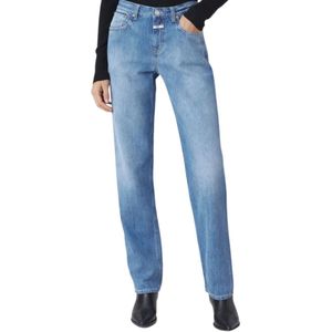 Closed, Jeans, Dames, Blauw, W31, Katoen, Stijlvolle Comfortabele Rechte Jeans