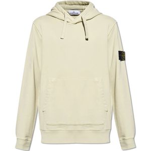 Stone Island, Sweatshirts & Hoodies, Heren, Groen, S, Katoen, Hoodie met Logo