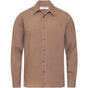 Orlebar Brown, Overhemden, Heren, Bruin, M, Linnen, Paarse Wijn Linnen Vakantieshirt