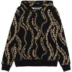 Versace Jeans Couture, Sweatshirts & Hoodies, Heren, Zwart, S, Katoen, Chain Couture Sweater Zwart