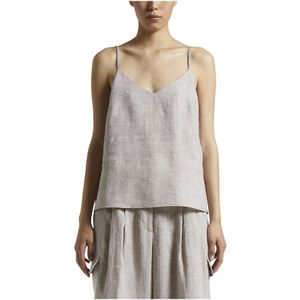 Peserico, Tops, Dames, Roze, XL, Linnen, Puurlinnen V-hals top
